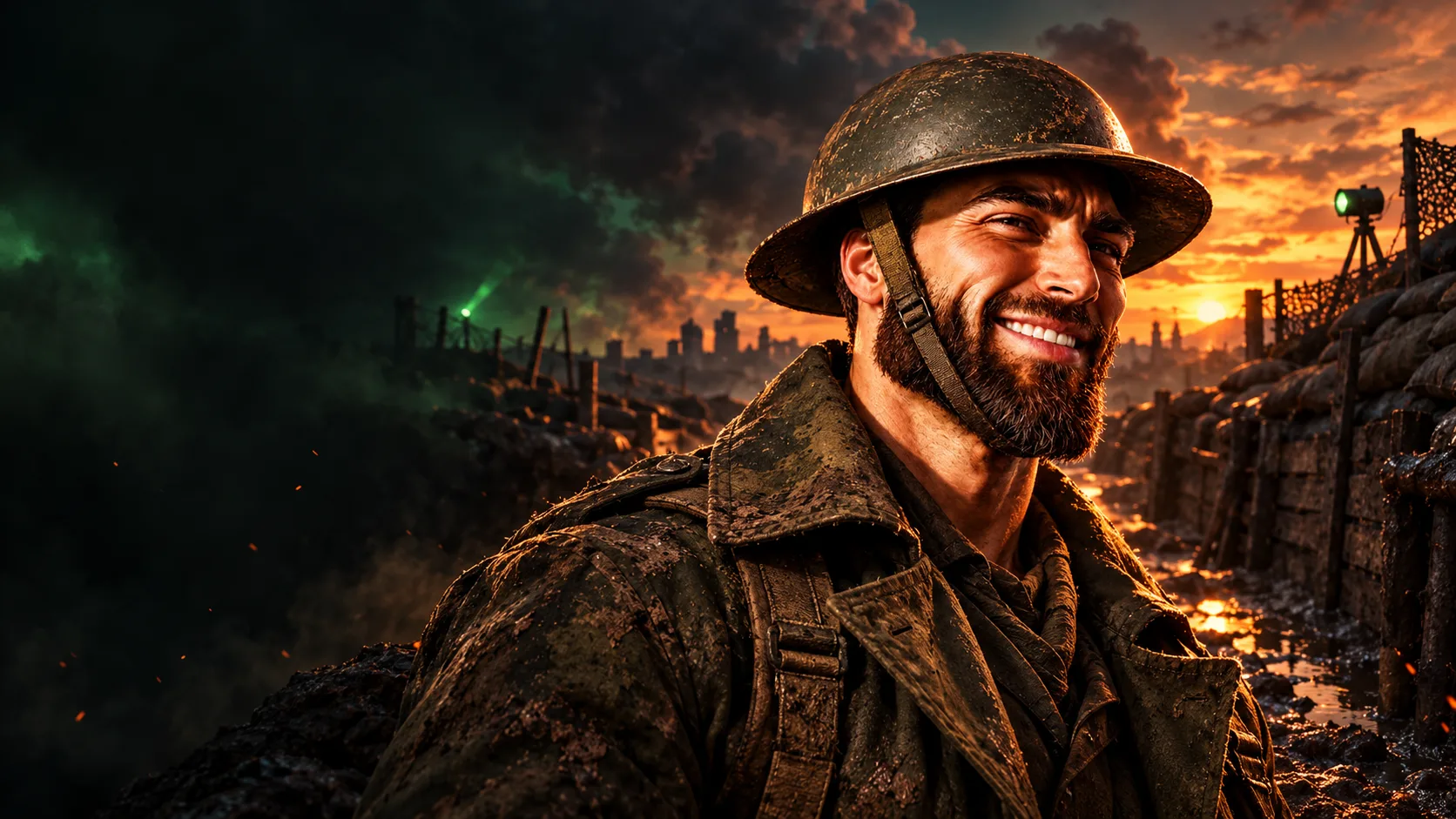 Helmeted TrenChad in the trenches